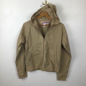 Linen Cotton Blend Full Zip Hooded Jacket by FRANTIC JEANS Size M